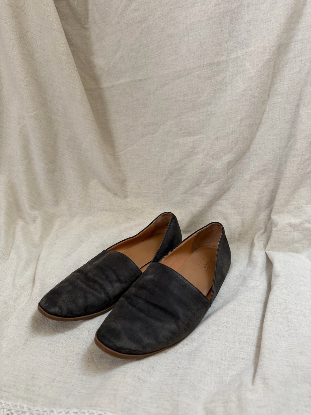 Franco Sarto Black Suede Leather Slip-On Loafers